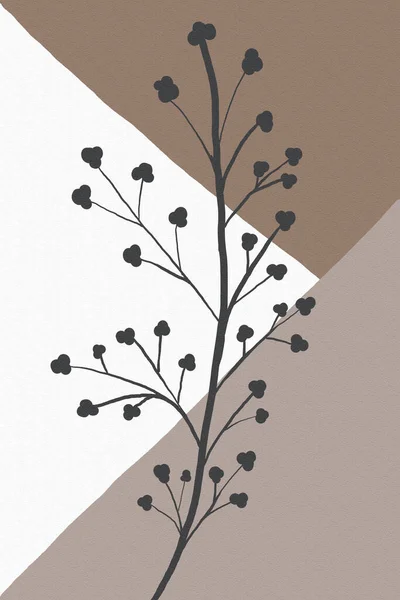 Abstract Modern Gray Beige Floral Organic Bohemian Wall Art Poster — Stockfoto