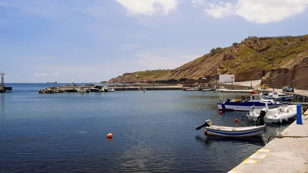 View Church Blue Sky White Walls Greece Cyprus — Stok fotoğraf