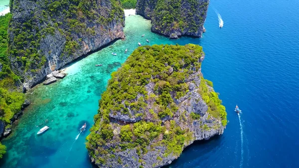 Drone Vista Cima Mar Tropical Ilha Paradisíaca — Fotografia de Stock