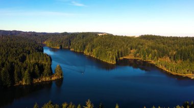 the beautiful view of the river at sunrise.