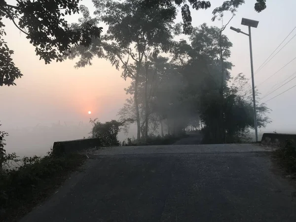 Clima Invierno Por Mañana Nos Siente Muy Refrescante — Foto de Stock