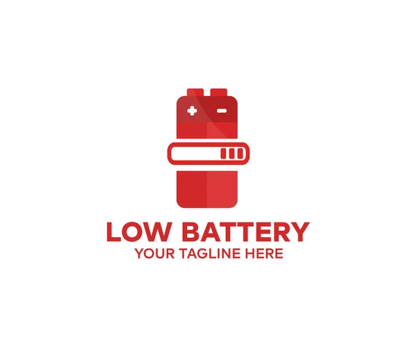 低电池 红灯指示灯标志设计 带电指示器 充电空电池 低电池功率矢量设计和说明 — 图库矢量图片