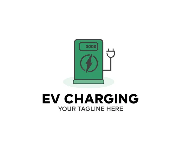 Borne Recharge Pour Voiture Électrique Dans Concept Conception Logo Énergie — Image vectorielle