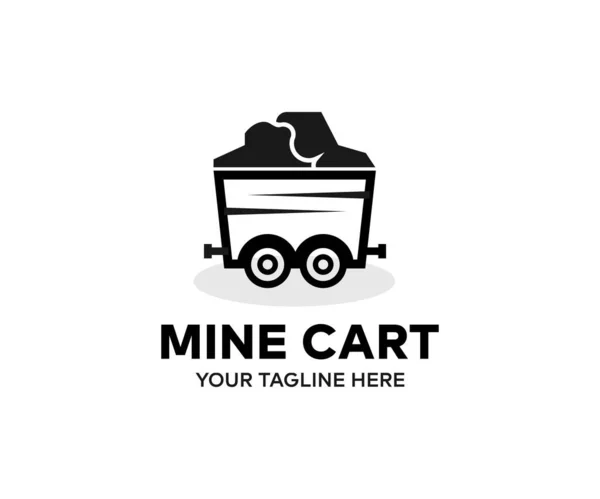 Madenci Arabası Siyah Endüstriyel Logo Tasarımı Kömür Vagonu Ikonu Beyaz — Stok Vektör