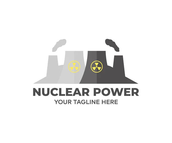 Атомна Електростанція Дизайн Логотипу Електричної Вежі Енергетика Генерація Енергії Векторний — стоковий вектор