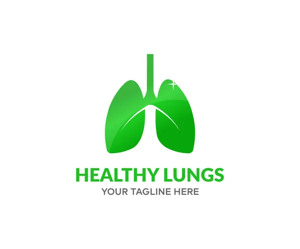 Human Lungs Healthy Green Anatomy Lungs Logo Design Healthy Lung — Vetor de Stock