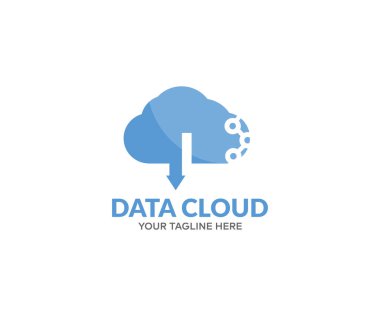 Data cloud storage network, cloud connection technology logo design. Social network connections. Cloud computing technology internet concept vector design and illustration.