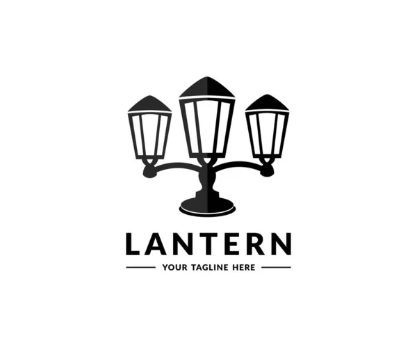 Street Lantern Silhouettes Retro Style Wall Sticker Logo Design Realistic — Stockvektor