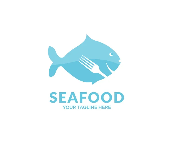 Ένα Φρέσκο Ψάρι Θαλασσινά Λογότυπο Σχεδιασμό Τρόφιμα Μενού Φρέσκο Ψάρι — Διανυσματικό Αρχείο