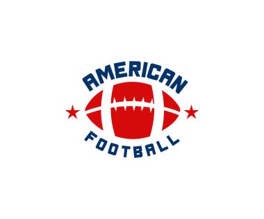 Amerikan futbol topu logosu tasarımı. Etkin oyun, Spor Konsepti, Amerikan futbolu popüler spor müsabakalarında kazanan vektör tasarımı ve illüstrasyonunu bulmak için top.