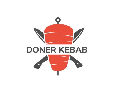 Geleneksel Türk Donör Kebap et Logosu Tasarımı. Türk donör kebap vektör tasarımı ve illüstrasyonu.