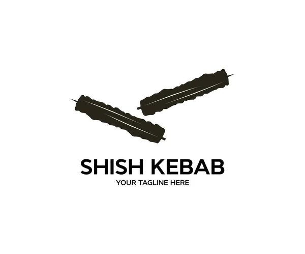Espetos Carne Grelhados Kebab Shish Design Logotipo Comida Turca Vintage —  Vetores de Stock
