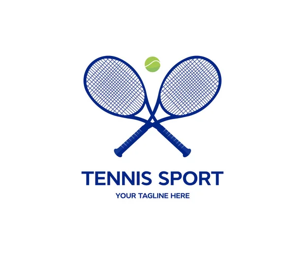 Diseño Del Logo Del Juego Tenis Pelota Tenis Raquetas Deporte — Vector de stock