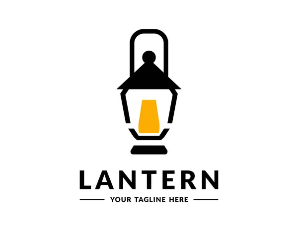 Vintage Alten Laterne Beleuchtung Logo Design Brennende Laterne Öllampe Aus — Stockvektor