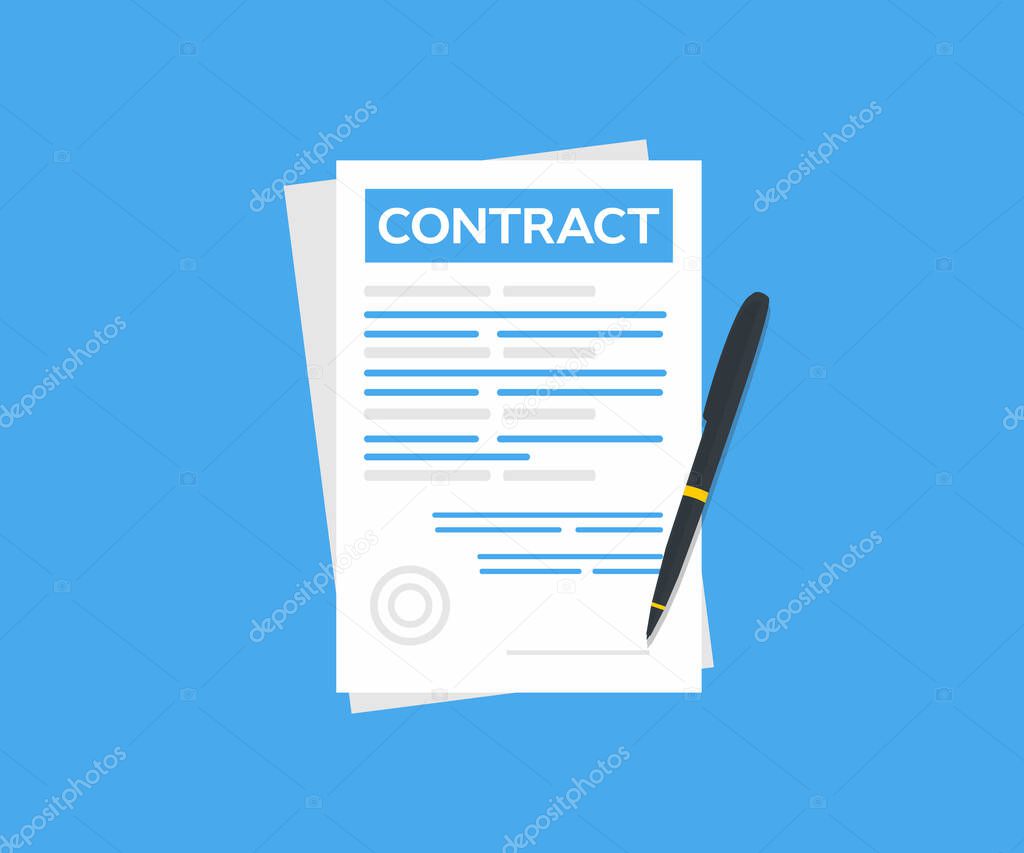 Contract, business document logo design. Deal, business, financial application concepts vector design and illustration.