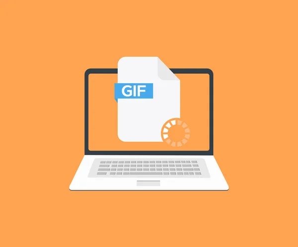 Laptop Download Gif File Logo Design Document Downloading Concept Arrow — Stockvektor