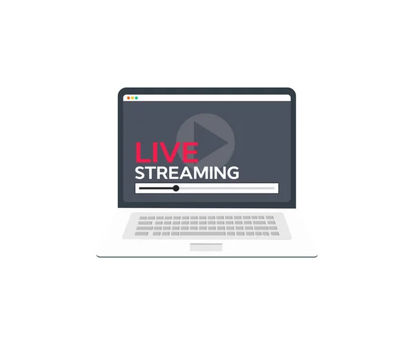 Live Streaming Social Media Web Network Concept Laptop Computer Screen — Wektor stockowy