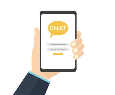 Messenger with filling form logo design. Mobile social network for global communication, talk, technology chatting vector design and illustration.