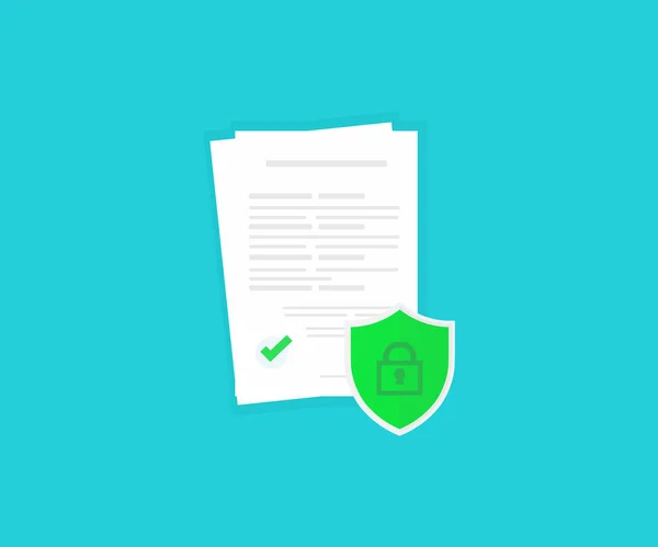Insurance Policy Risk Coverage Document Sign Security Documentation Access Logo — Vector de stock