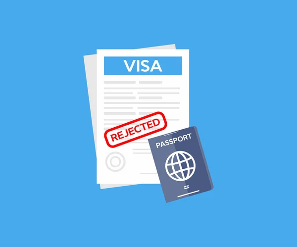 Rejected Visa Application Form Logo Design Rejected Paper Document Vector — Stock Vector