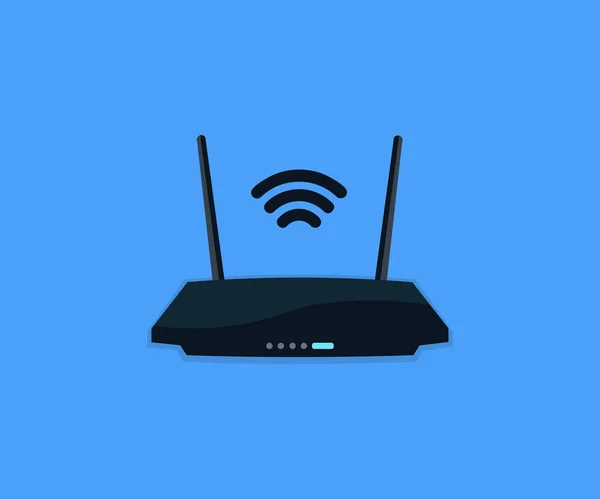 Network Router Two Antennas Logo Design Broadband Wifi Wireless Internet — Vetor de Stock