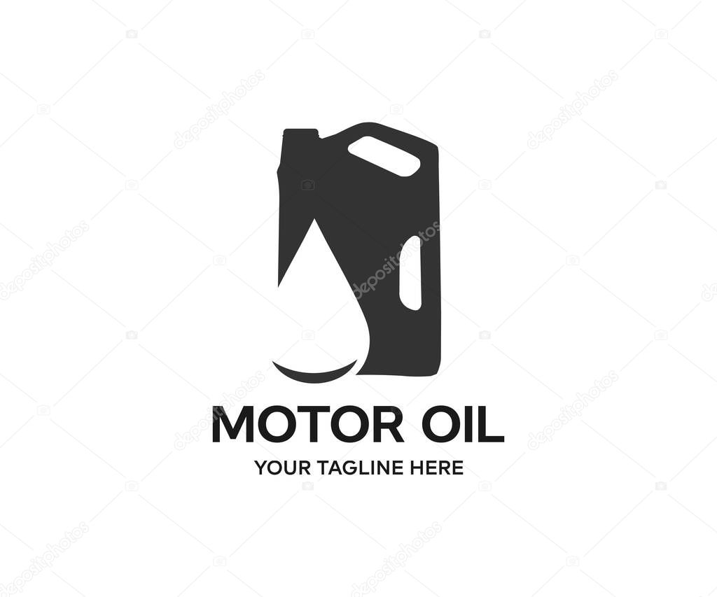 Motor oil bottle logo design. ar engine synthetic or mineral oil change service. Motor oil lubricant for diesel or gasoline auto engines vector design and illustration.