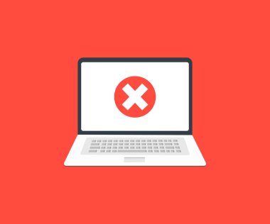 Not defteri ve kırmızı haç işaretli logo tasarımı. Hata penceresi, çıkış düğmesi, hayır, iptal, vektör tasarımı ve illüstrasyon.