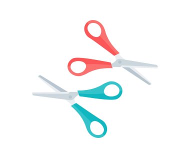 Open scissors  Red, Green logo design. Repair of clothes, atelier, haircut, beauty, cutting paper vector design and illustration.