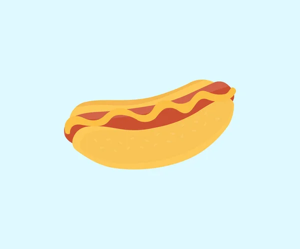 Cartoon Hot Dog Mustard Logo Design Barbecue Grilled Hot Dog — Vector de stock