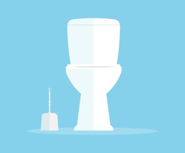 White ceramics toilet and toilet brush logo design. File contains a path to isolation vector design and illustration.