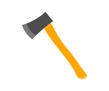 Iron axe with a wooden handle, working tool logo design. Design element for logo, emblem, sign, poster, card, banner vector design and illustration.