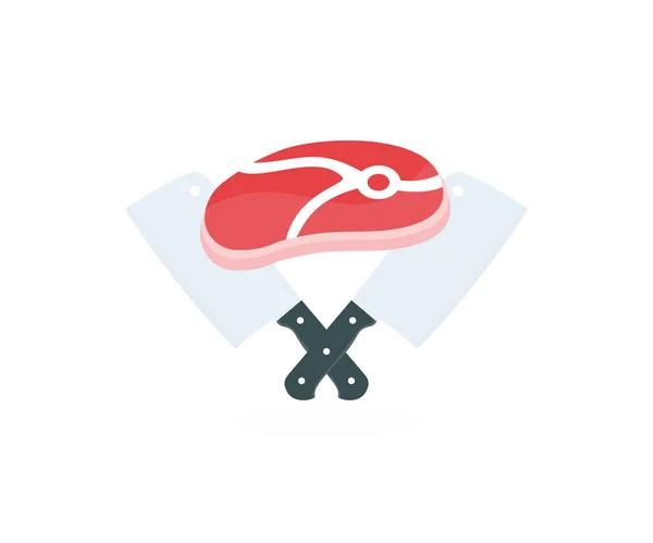 Crossed Cleaaver Κοπή Ακατέργαστου Βοείου Κρέατος Μπριζόλα Λογότυπο Σχεδιασμό Σχεδιασμός — Διανυσματικό Αρχείο