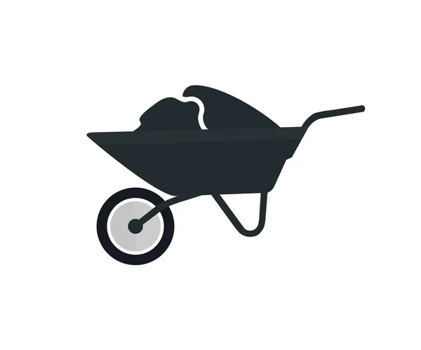 Wheelbarrow Soil Shovel Logo Design Garden Wheelbarrow Full Weeds Branches — Archivo Imágenes Vectoriales