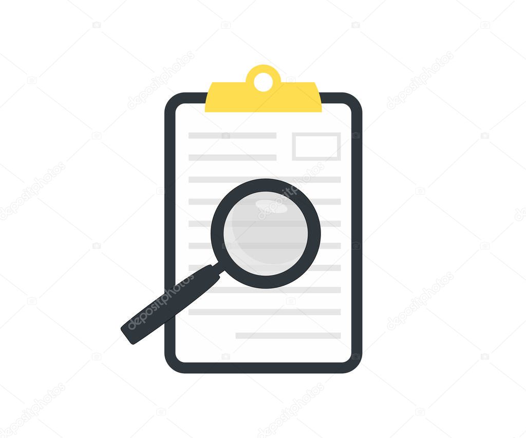 Agreement document check logo design. Suitable for design element of contractual consulting service and legal aid. Notary magnifier paper vector design and illustration.