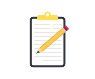 Notebook with pencil flat style logo design. Minimalist style, blank notebook, flat lay view with blank notepad vector design and illustration.