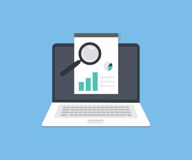 Online digital document graph, Marketing, analysis, report  logo design. Contract review, analysis, business accounting, investment project, marketing data analysis vector design and illustratration.