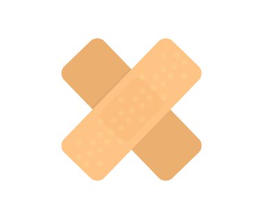 Adhesive plaster for medical skin care, medical tools logo design. Sticker with cross of sticky bandage vector design and illustration.