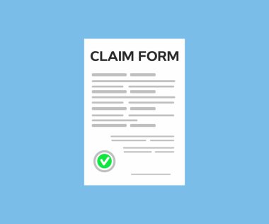 Claim form, Check list, Online claim form logo design. Application form document applying for job, or registering claim for health insurance vector design and illustration.