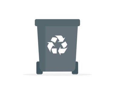 Black garbage bin, Trash, rubbish dumpster logo design. Plastic, metal dustbinvector. Wheelie trash bin design and illustration.