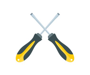 Crossed screwdrivers, Repair tools, setting logo design. Cruciform for repair and construction. Joinery and construction work vector design and illustration.