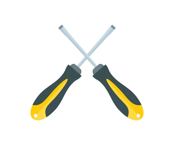Crossed Screwdrivers Repair Tools Setting Logo Design Cruciform Repair Construction — Wektor stockowy