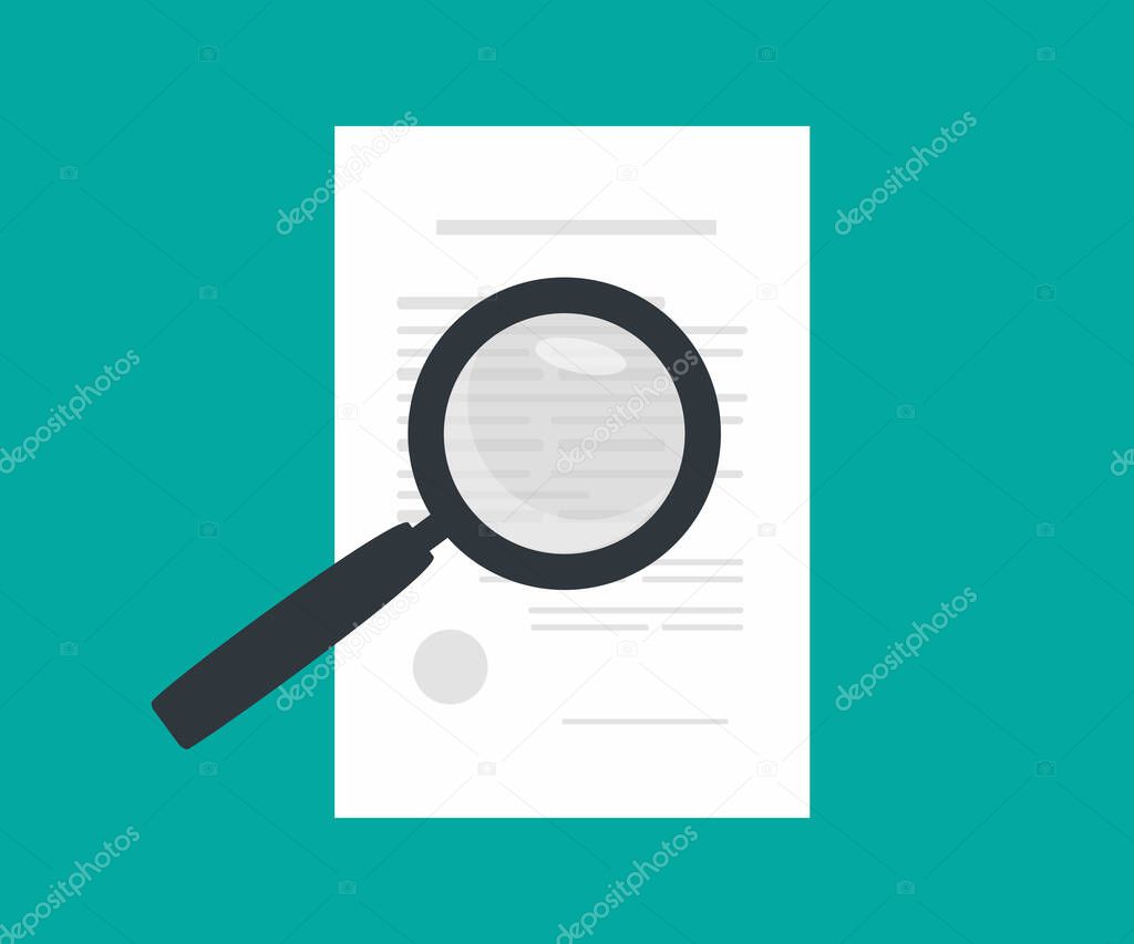 Agreement document check logo design. Suitable for design element of contractual consulting service and legal aid. Notary magnifier paper vector design and illustration.