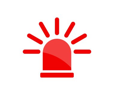Acil durum siren, alarm ve uyarı işareti logo tasarımı. Acil Durum Polis Departmanı İtfaiye Ambula vektör tasarımı ve illüstrasyonu.
