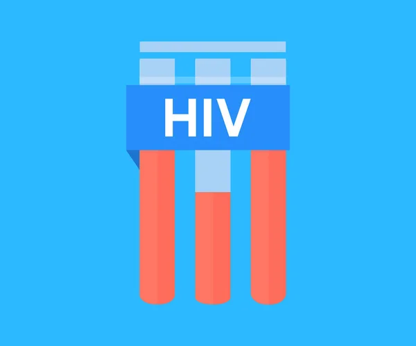Hiv検査ラベルロゴデザインのサンプル採血管 Hivワクチンベクターのデザインとイラスト — ストックベクタ