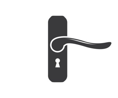 Anahtar deliği simgesi logo tasarımlı modern kapı kolu. Kapı kolu taslağı ve vektör tasarımı ve illüstrasyonu.