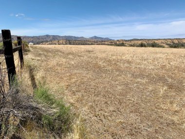 Kaliforniya düzlükleri ve mavi gökyüzü