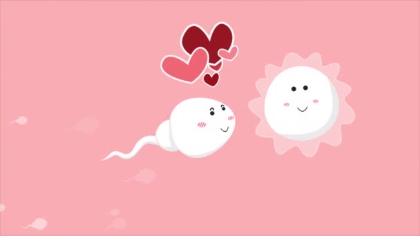 Cute Sperm Egg Character Healthy Sperm Concept — Video Stock