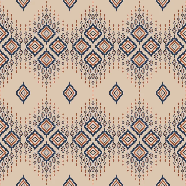 Ikat Seamless Pattern Cloth Curtain Textile Wallpaper Surface Texture Background — Vettoriale Stock