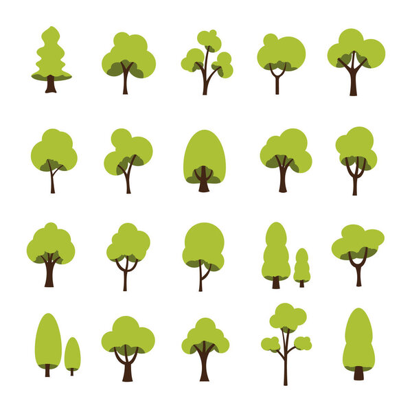 Collection of trees. tree set isolated on white background. vector illustration.