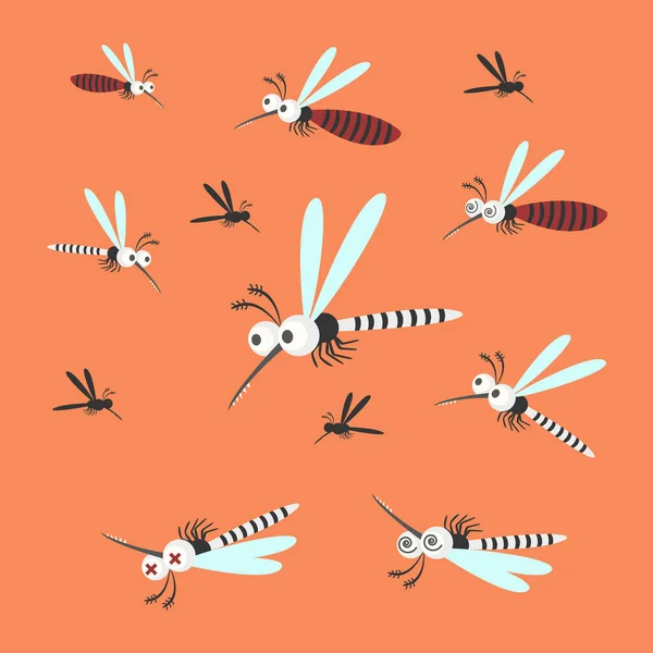 Porteur Virus Dengue Virus Zika Paludisme Concept Contrôle Des Moustiques — Image vectorielle